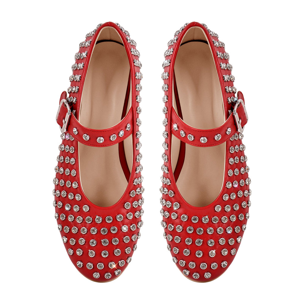 Silver Diamante Crystals Buckle Straps Flats