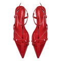 Pointed Toe Red Gladiator Flats