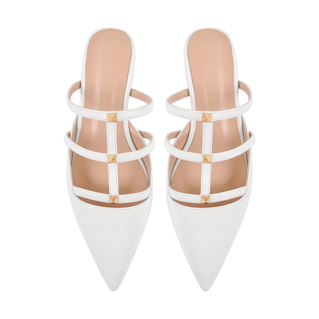 Studded Pointed Toe Mules Flats