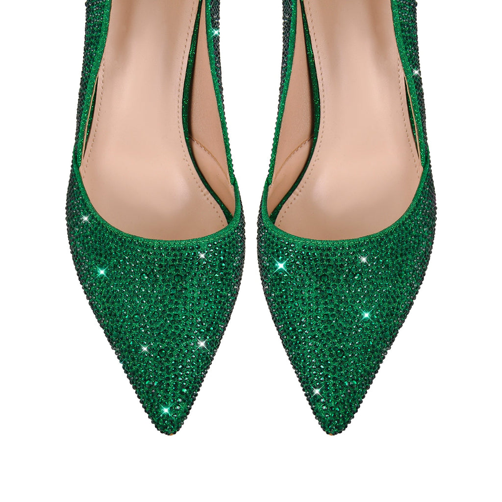 Rhinestone Ankle Straps Pointed Toe Pumps