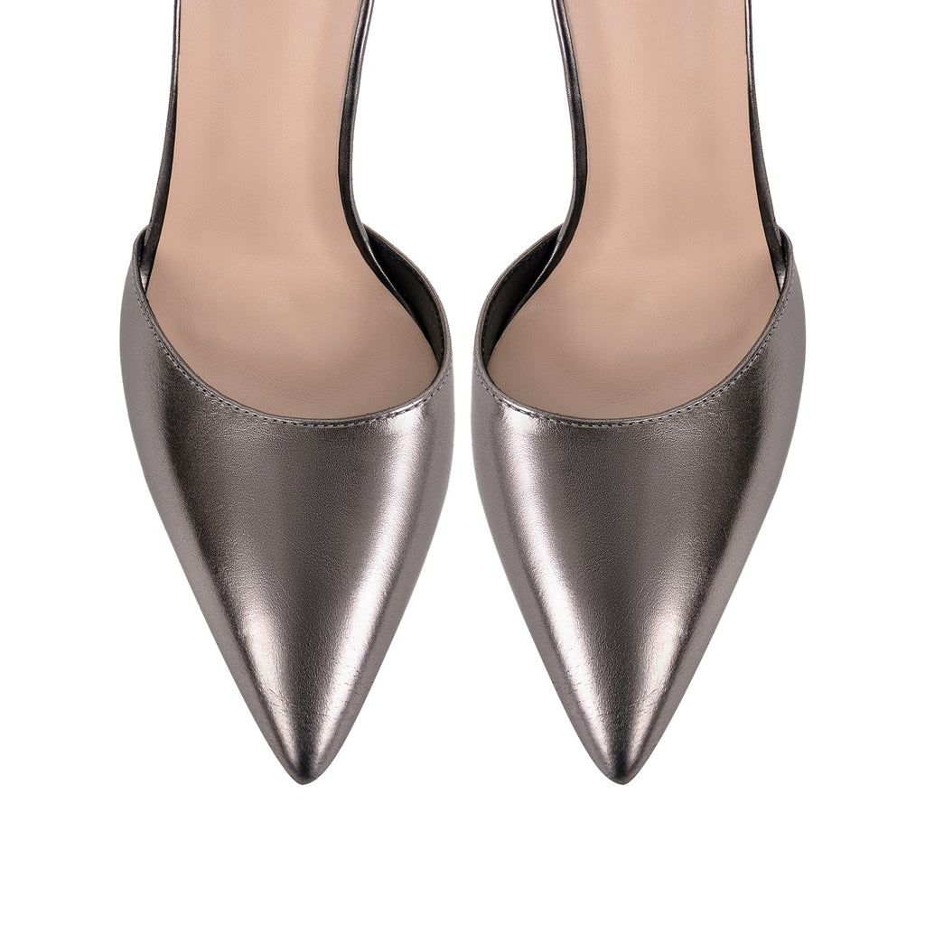 Steel Pointed Toe Double Ankle Strap D'Orsay Pumps