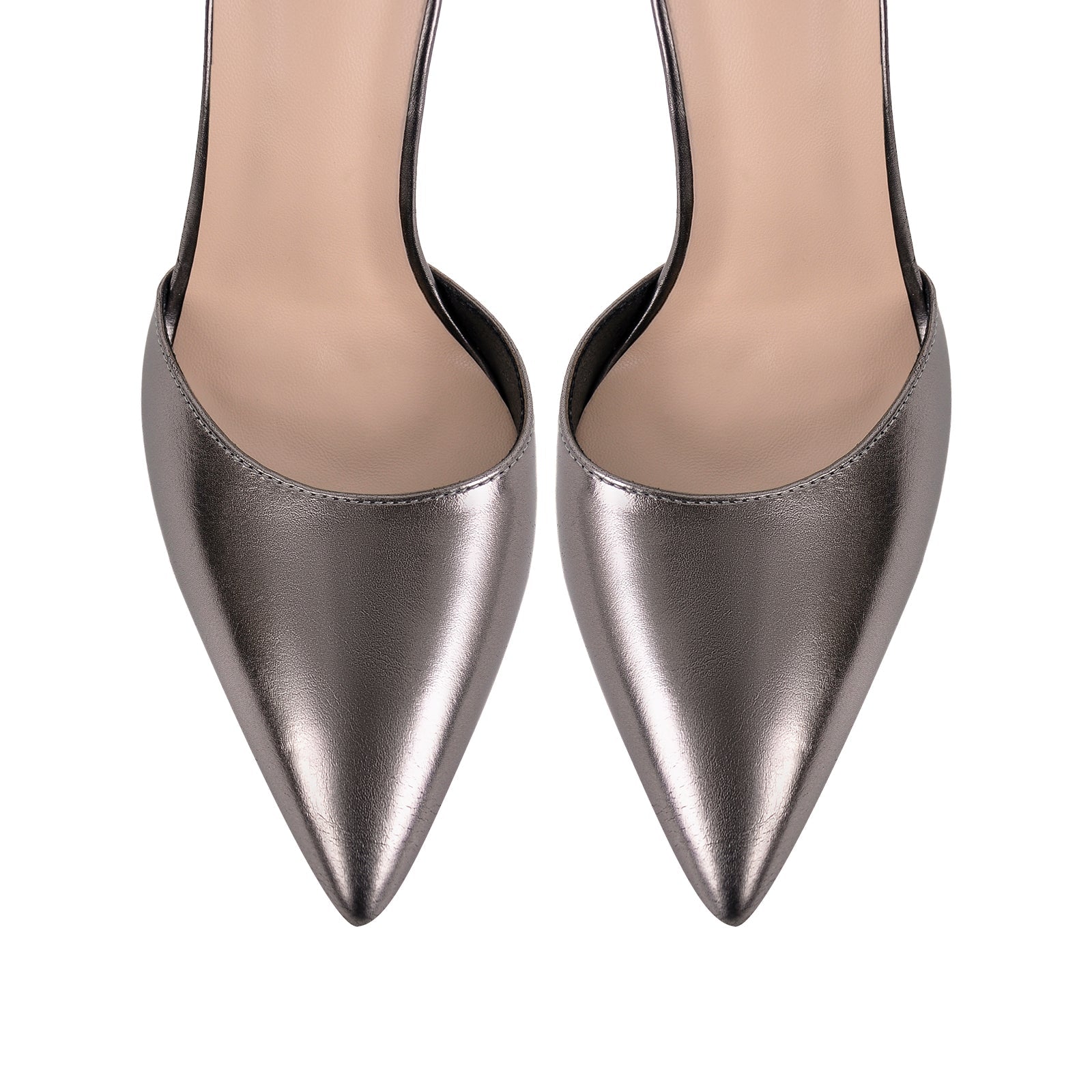 Steel Pointed Toe Double Ankle Strap D'Orsay Pumps