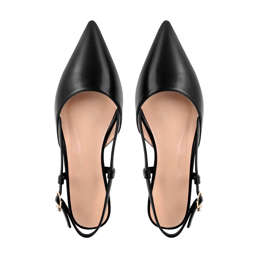 Round Heel Pointed Toe Slingback Flats