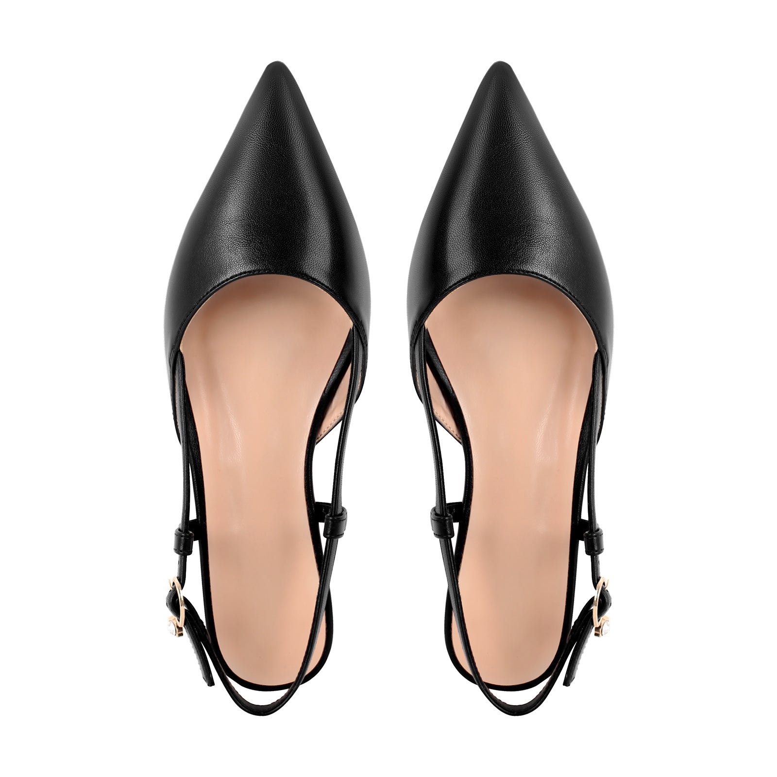Round Heel Pointed Toe Slingback Flats