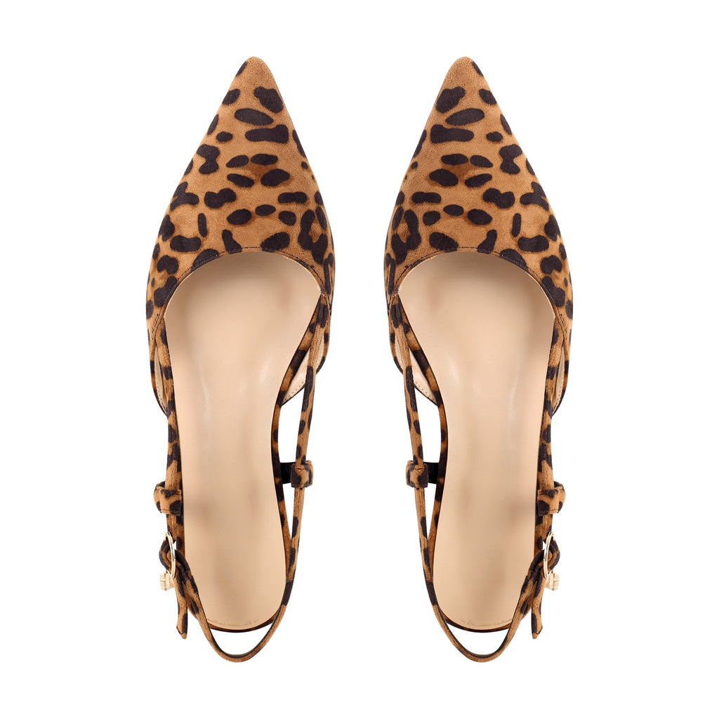 Round Heel Pointed Toe Slingback Flats