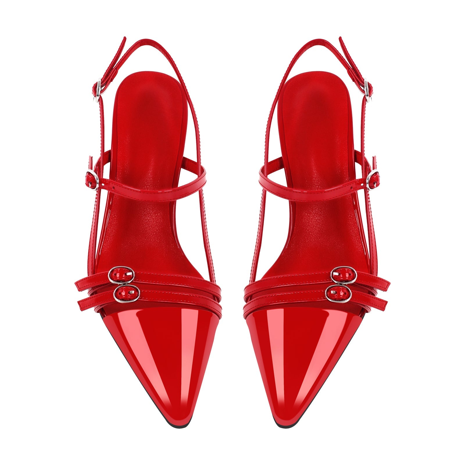 Pointed Toe Hollow Buckle Slingback Pumps