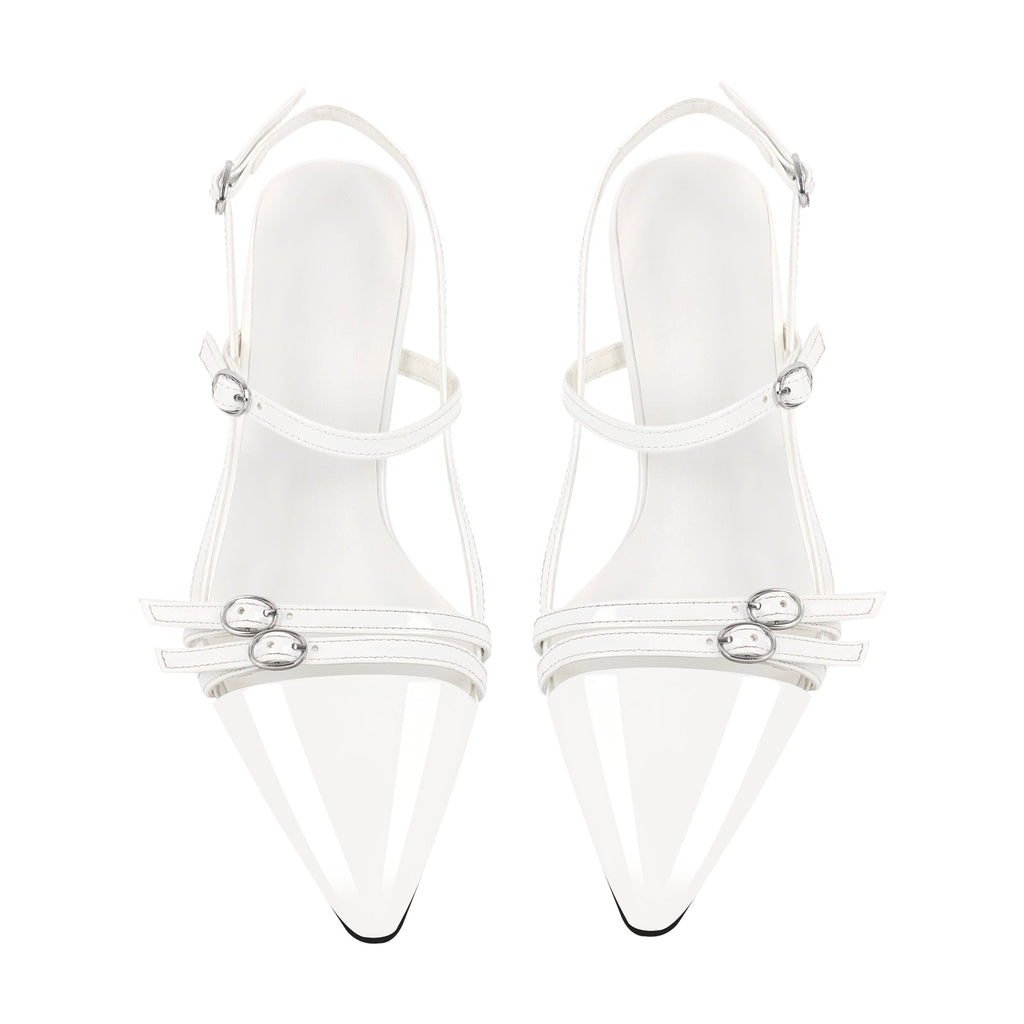 Pointed Toe Hollow Buckle Slingback Pumps