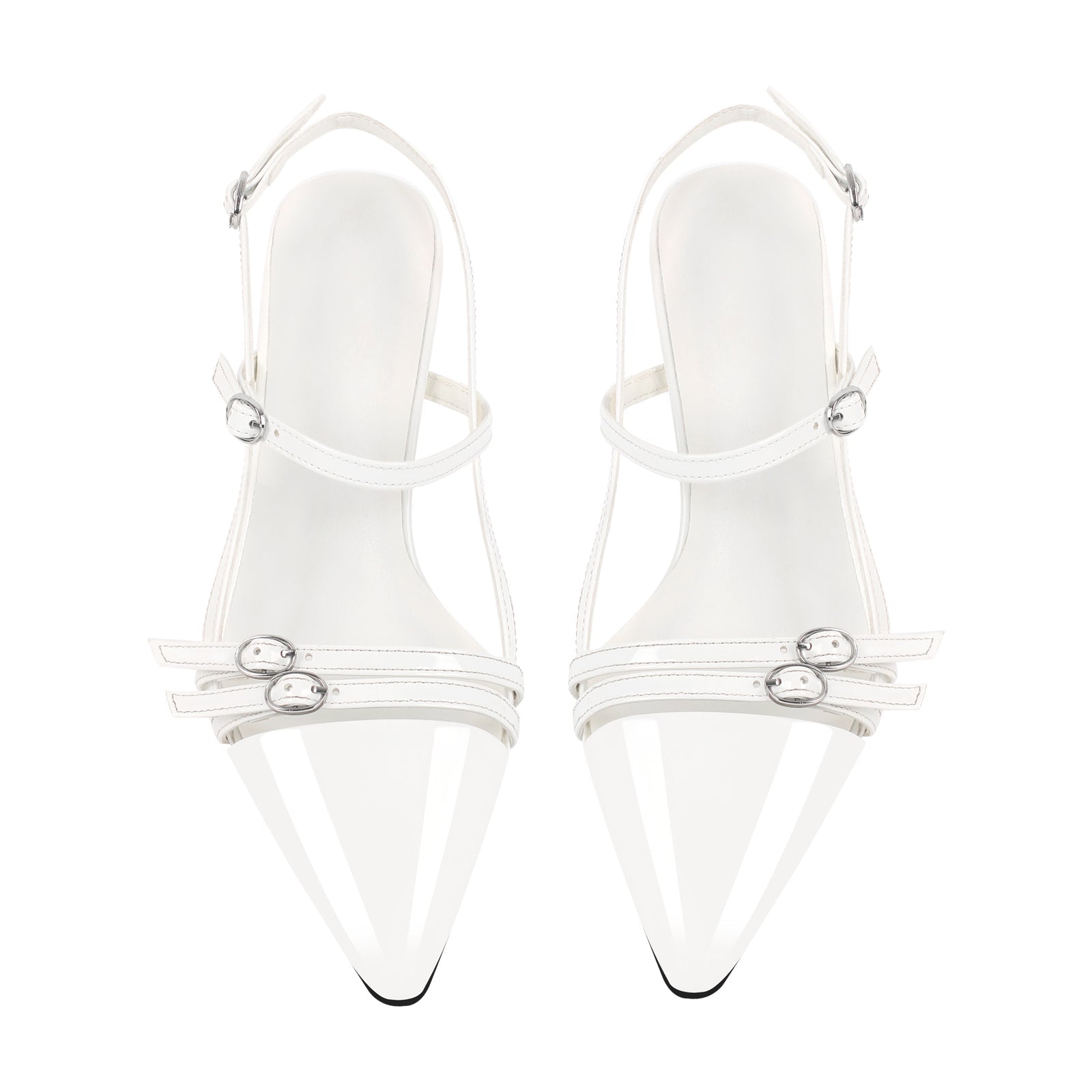 Pointed Toe Hollow Buckle Slingback Pumps