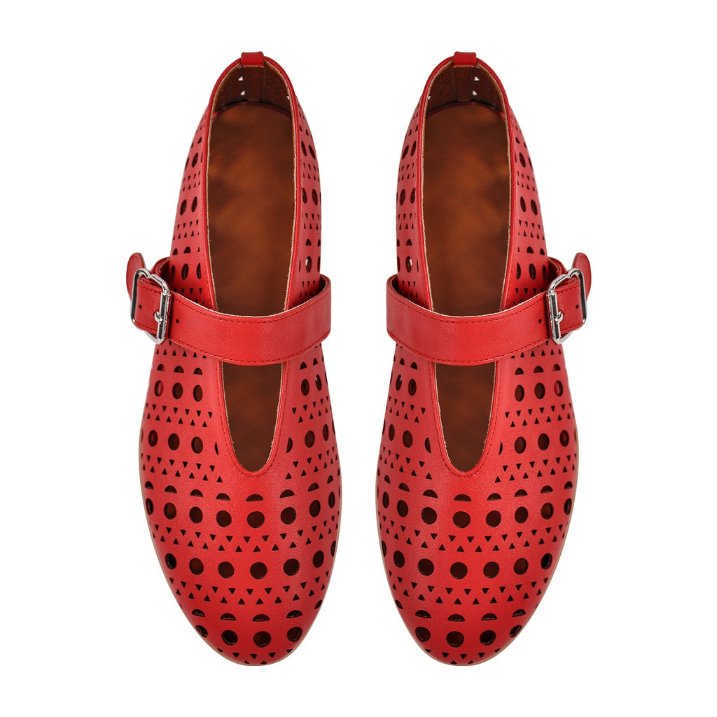 Round Toe Hollow Buckle Flats