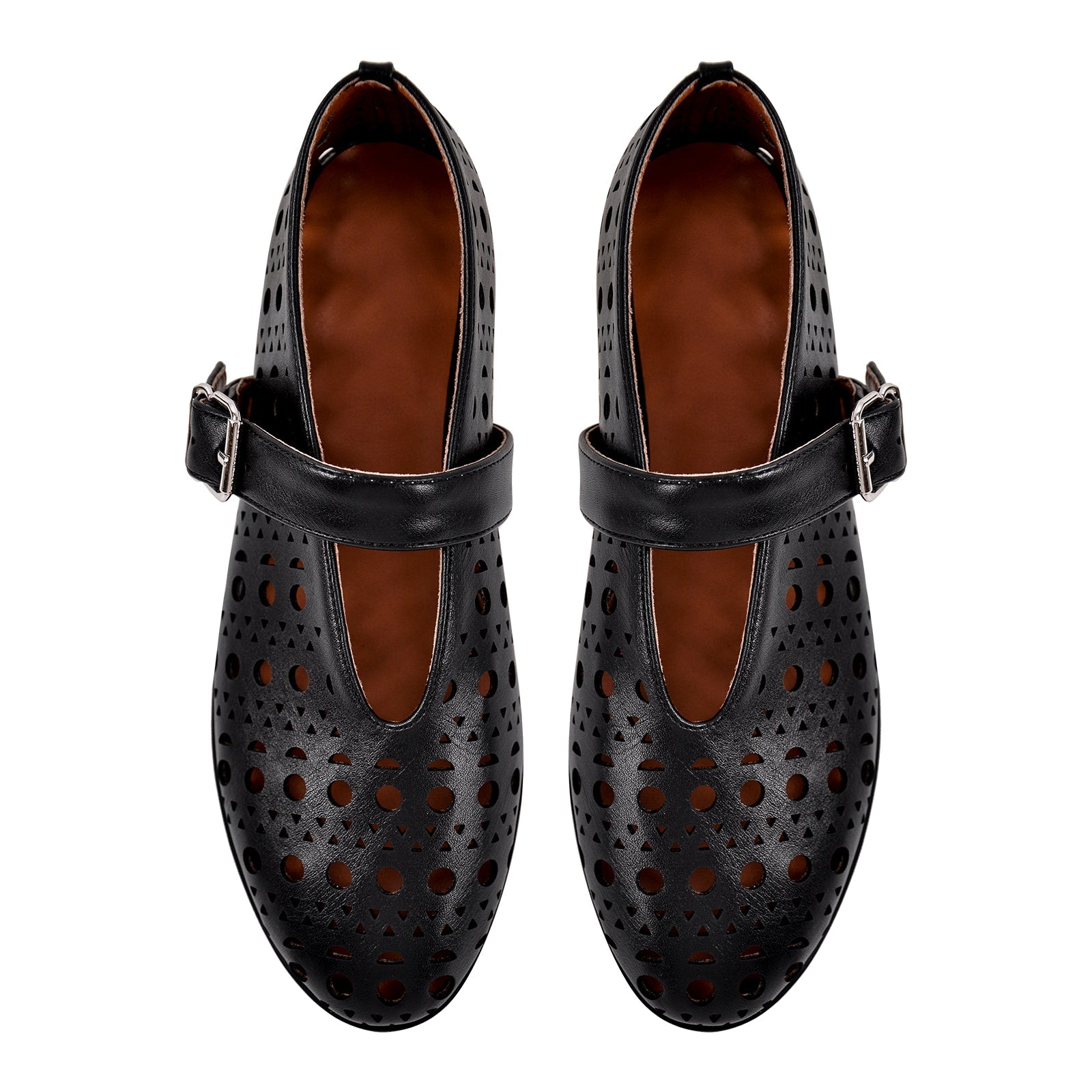 Round Toe Hollow Buckle Flats