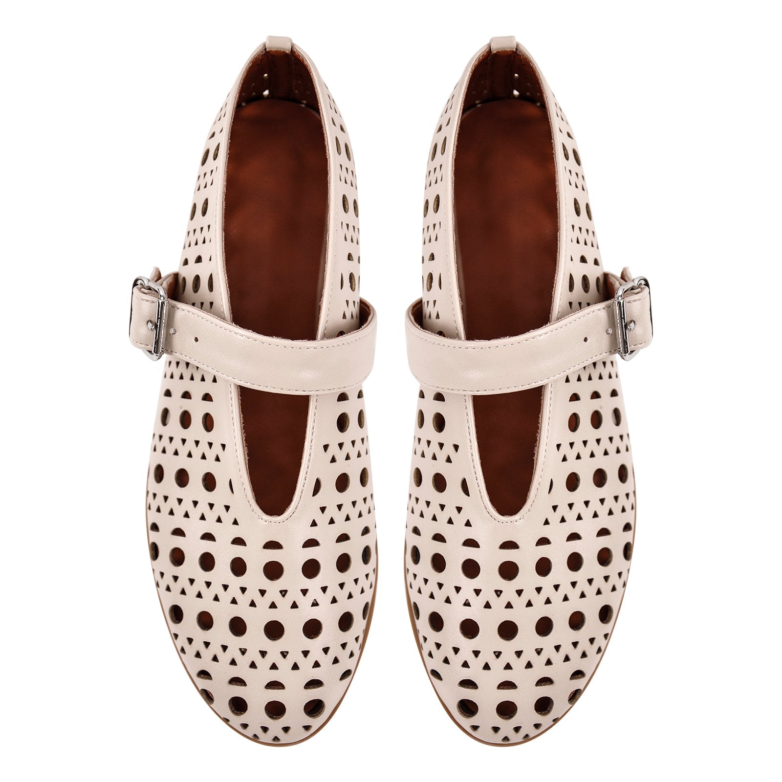 Round Toe Hollow Buckle Flats