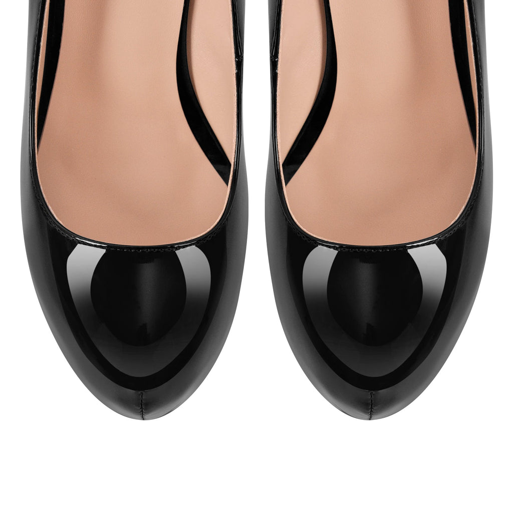 Round Toe Platform Stiletto High Heel Pumps