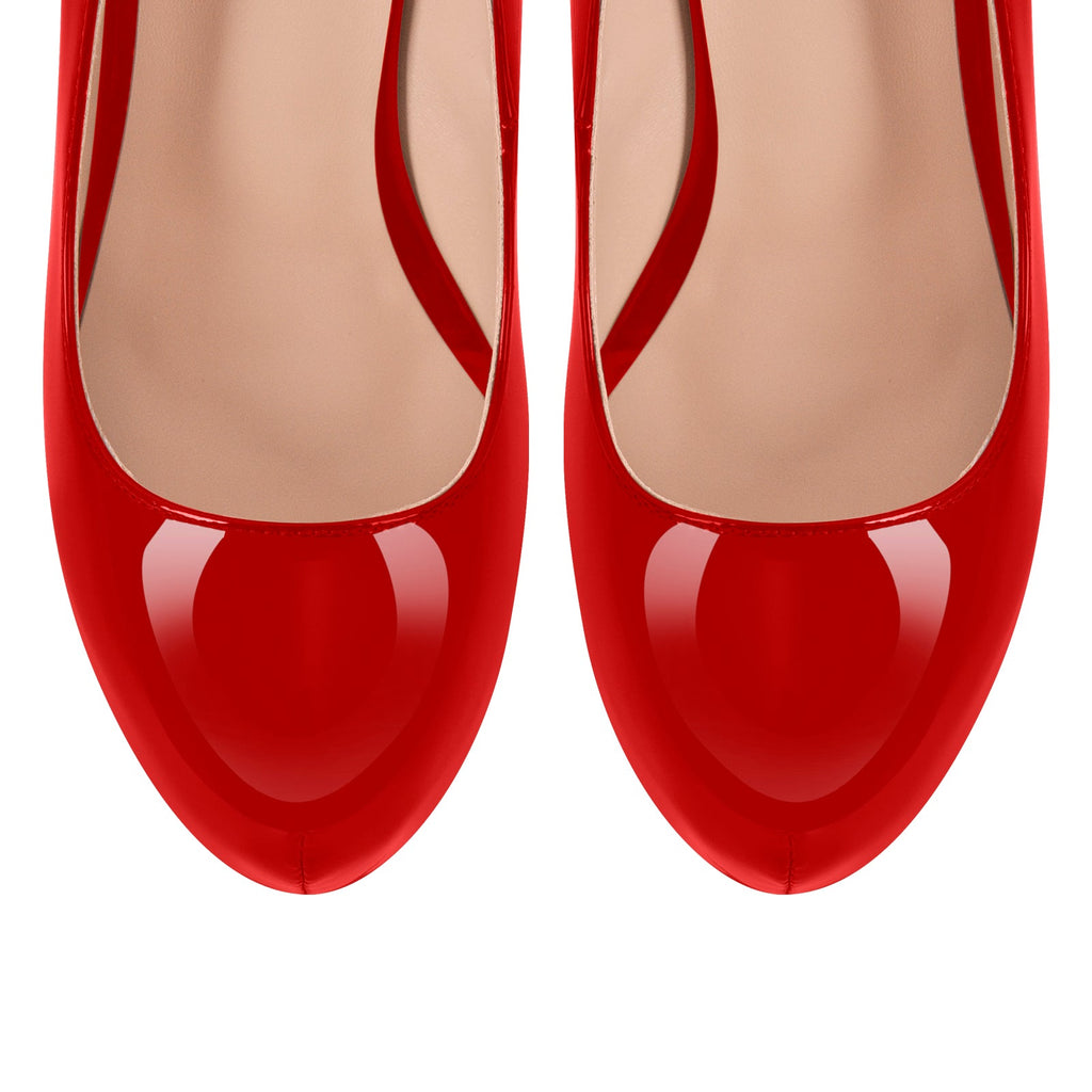 Round Toe Platform Stiletto High Heel Pumps