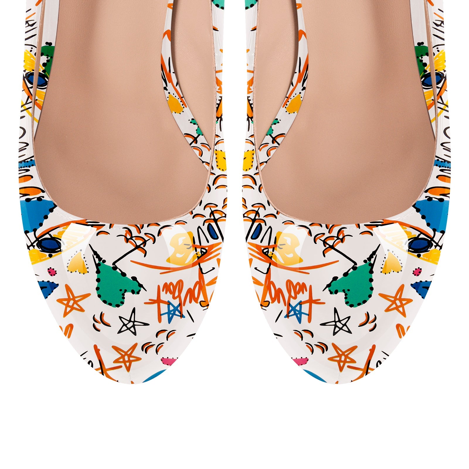 Graffiti Colorful Round Toe Platform Stiletto Pumps