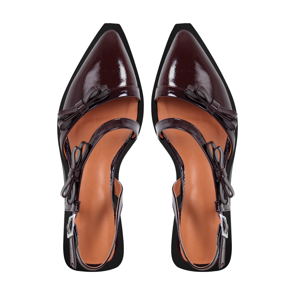 Bow Pointed Toe Slingback Flats