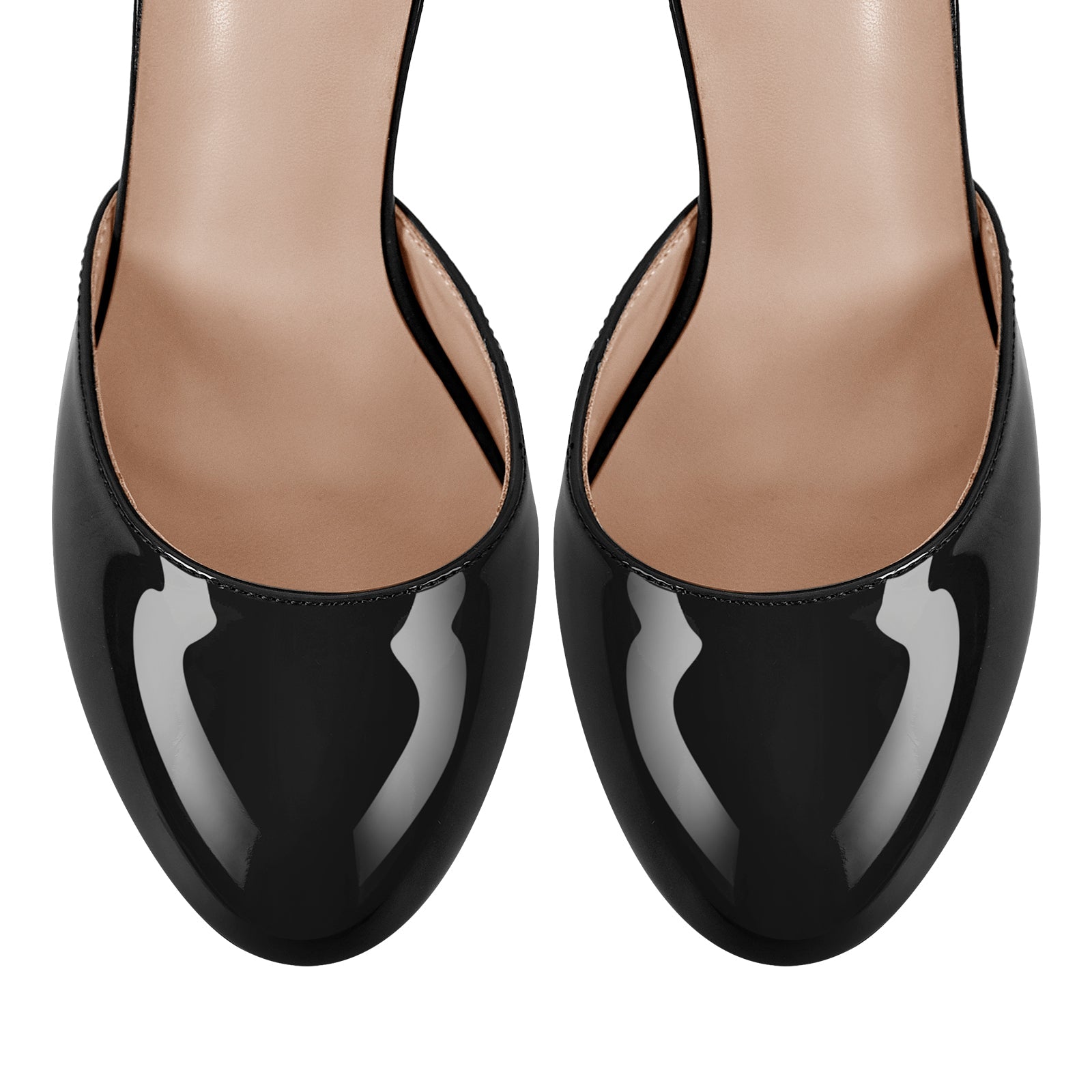 Round Toe Platform Ankle Strap Stiletto Pumps