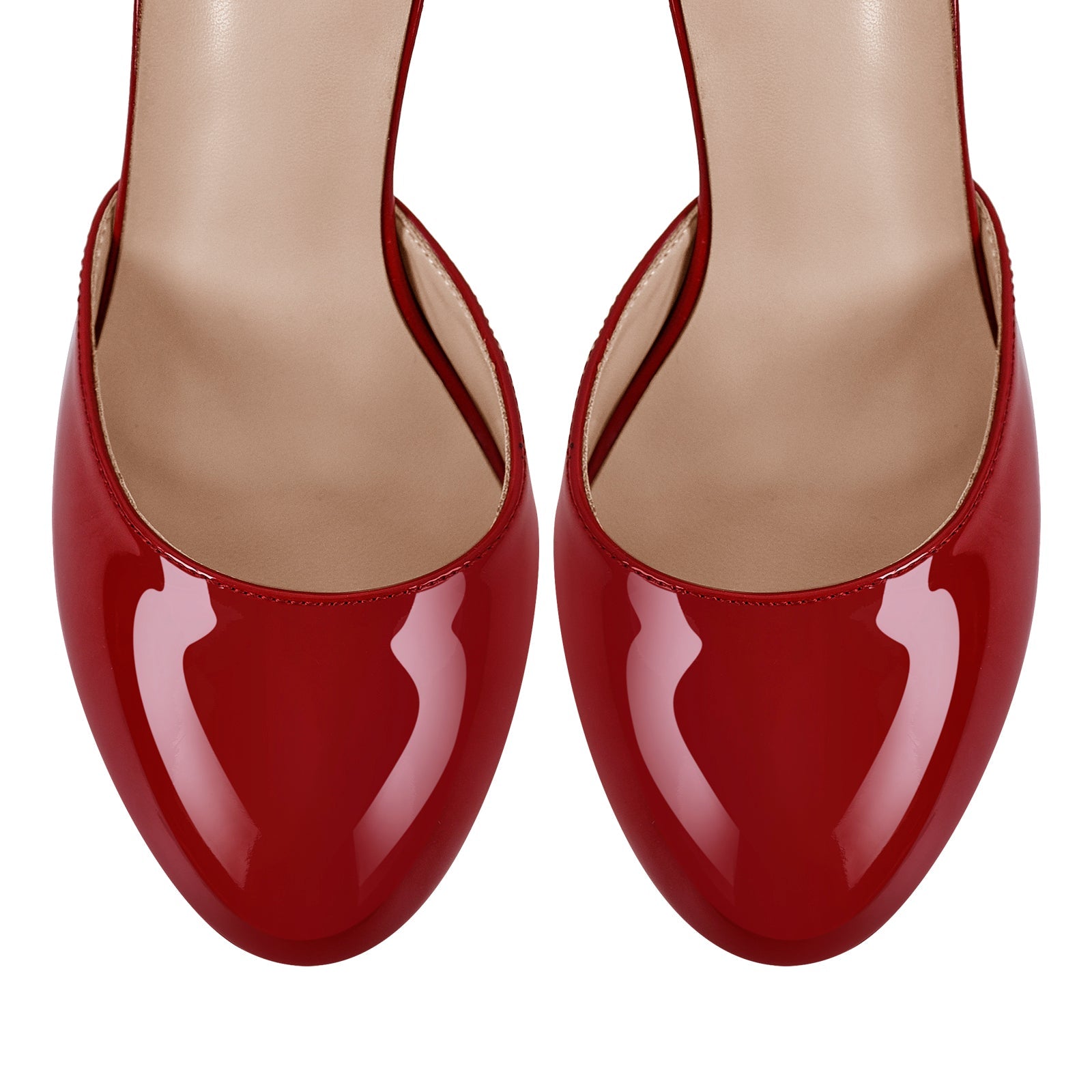 Round Toe Platform Ankle Strap Stiletto Pumps