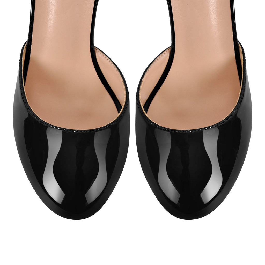 Platform Chunky Heel Ankle Strap Slingback Pumps