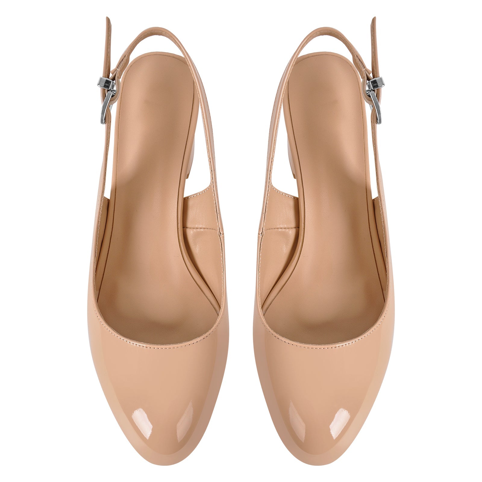 Round Toe Chunky Heel Slingback Pumps