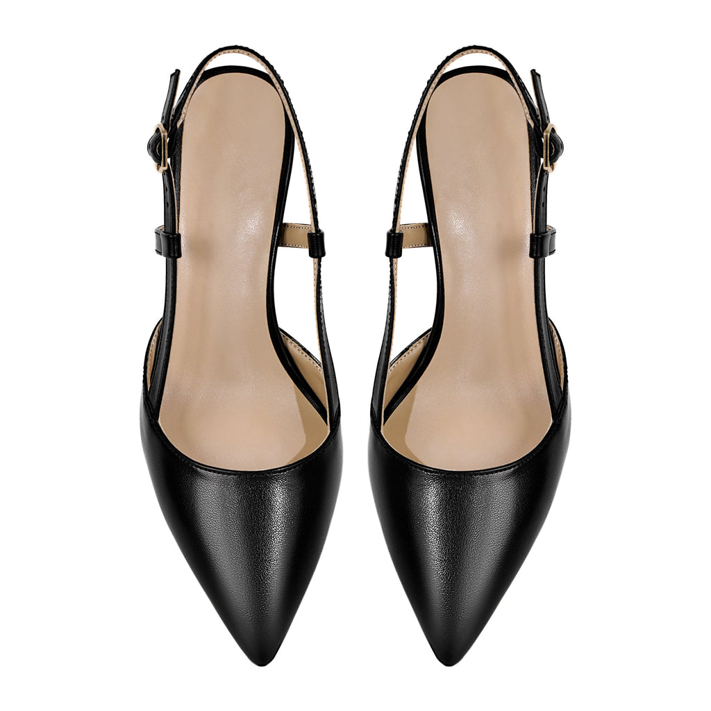 Pointed Toe Kitten Heel Slingback Pumps