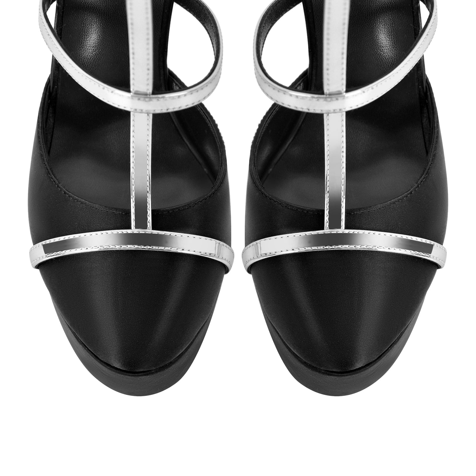 Round Toe T-Strap Platform Stiletto Pumps