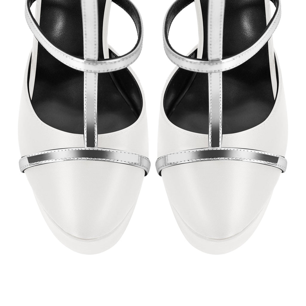 Round Toe T-Strap Platform Stiletto Pumps