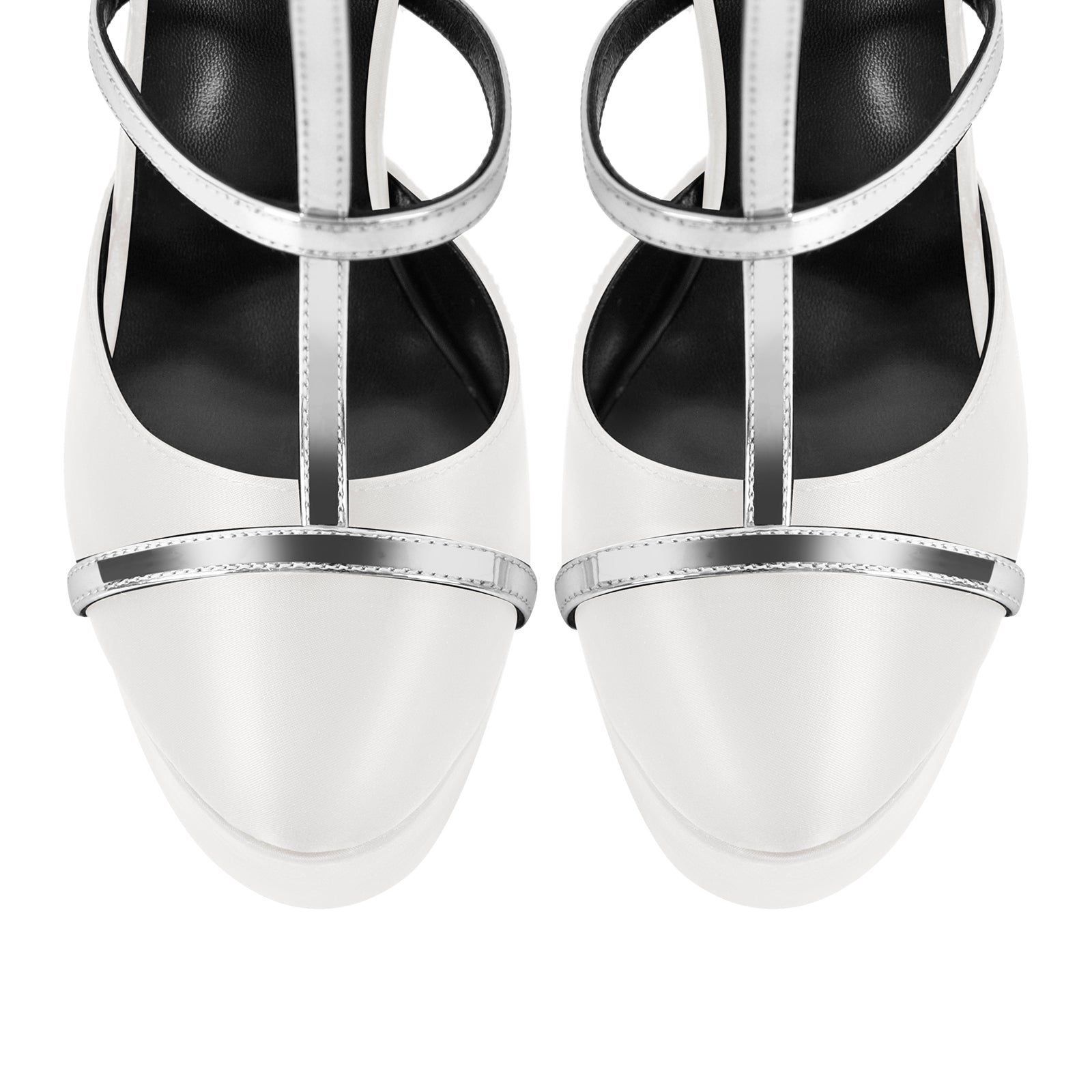 Round Toe T-Strap Platform Stiletto Pumps