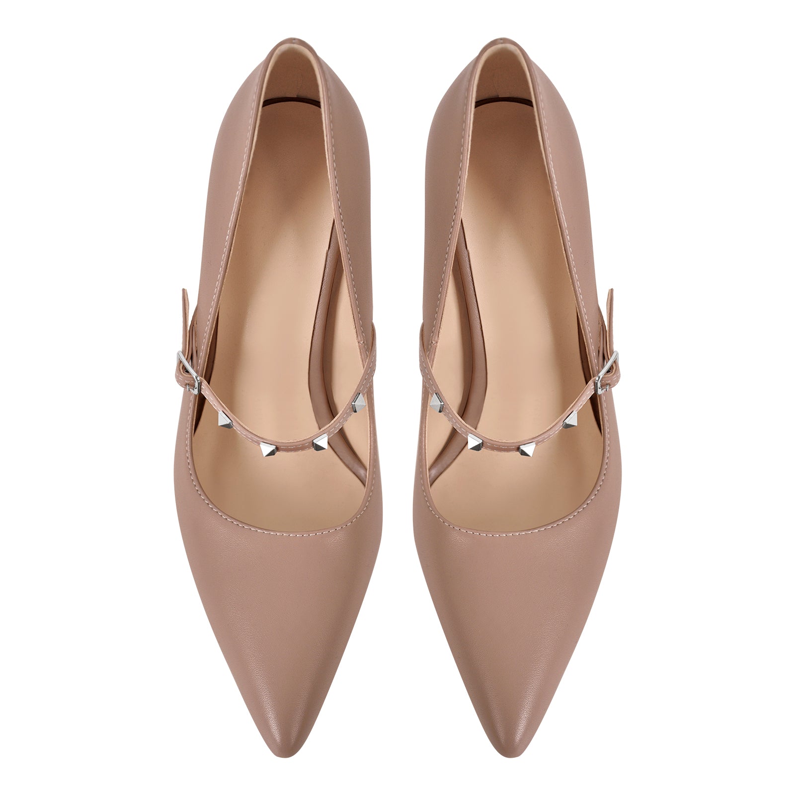 Pointed Toe Rivet Strap Stiletto Pumps