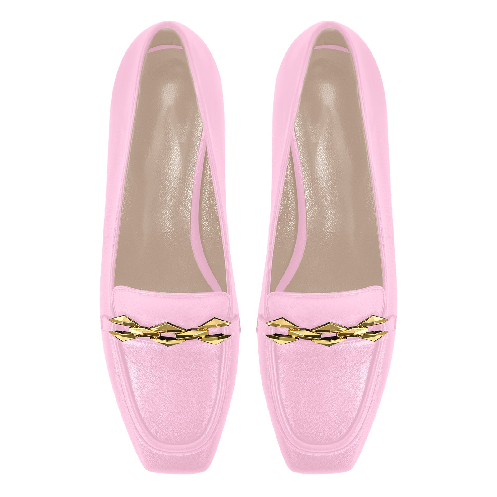 Metal Chain Square Toe Chunky Heel Pumps