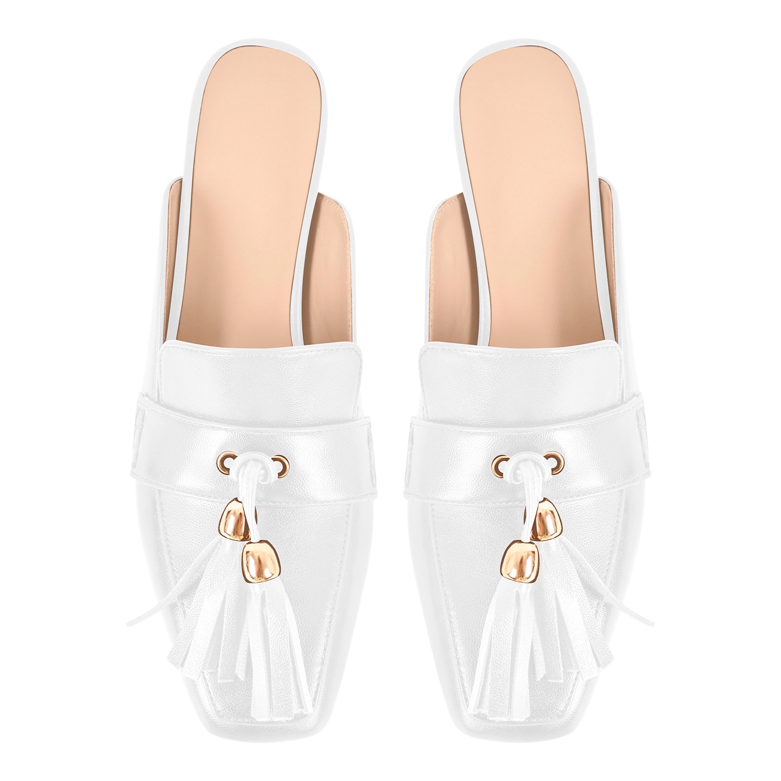 Square Toe Fringe Chunky Heel Mules