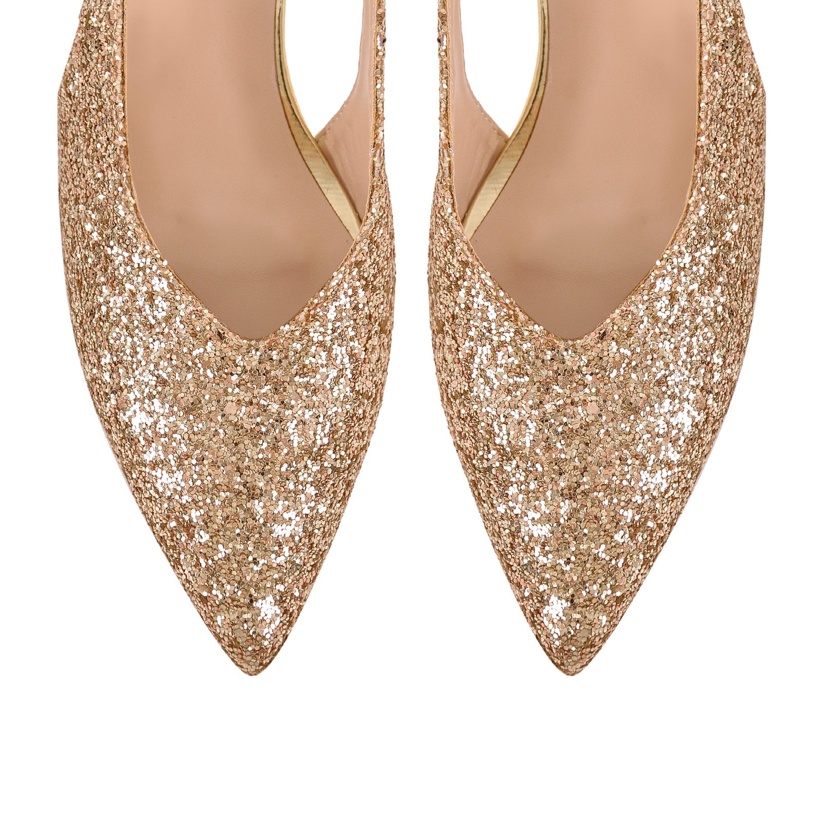 Glitter Pointed Toe Kitten Heel Slingback Pumps