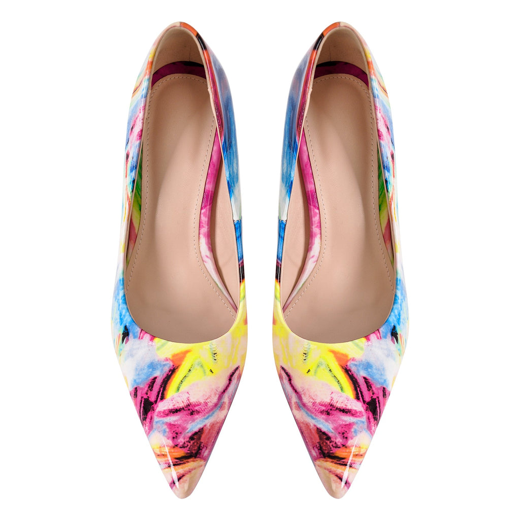 Pointed Toe Gradient Stone Stiletto Pumps