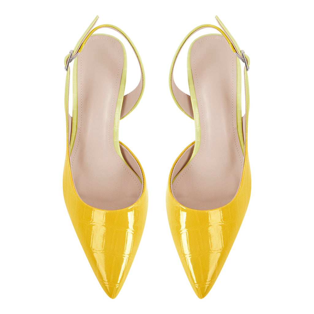 Gradient Pointed Toe Stone Slingback Pumps