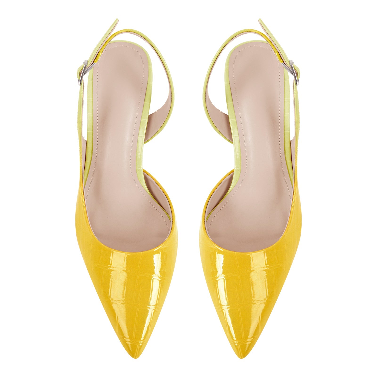 Gradient Pointed Toe Stone Slingback Pumps