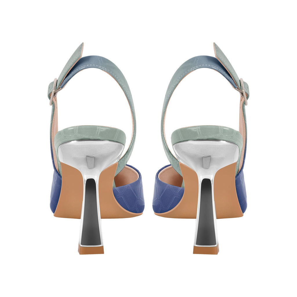 Gradient Pointed Toe Stone Slingback Pumps