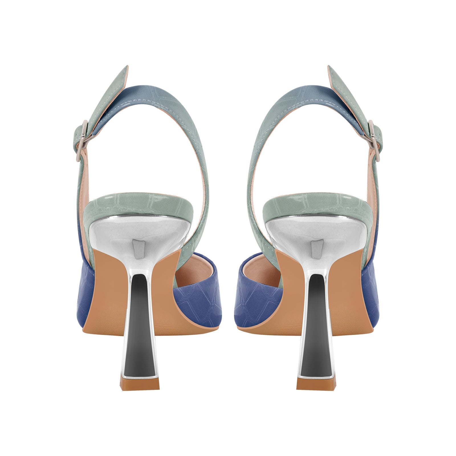 Gradient Pointed Toe Stone Slingback Pumps