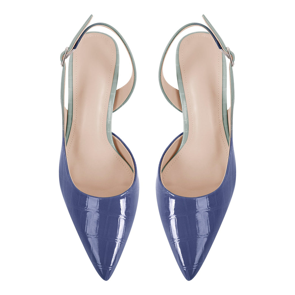 Gradient Pointed Toe Stone Slingback Pumps