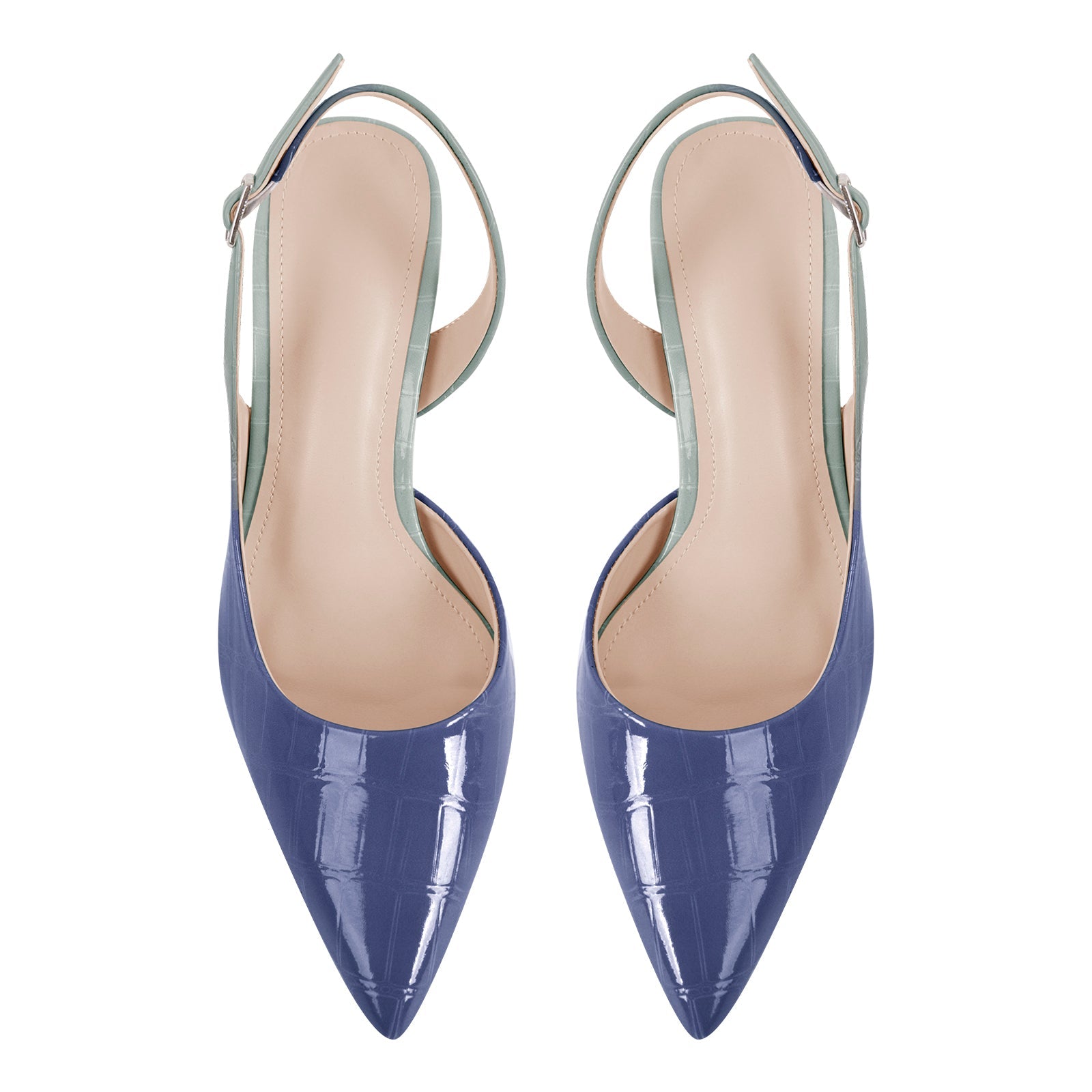 Gradient Pointed Toe Stone Slingback Pumps