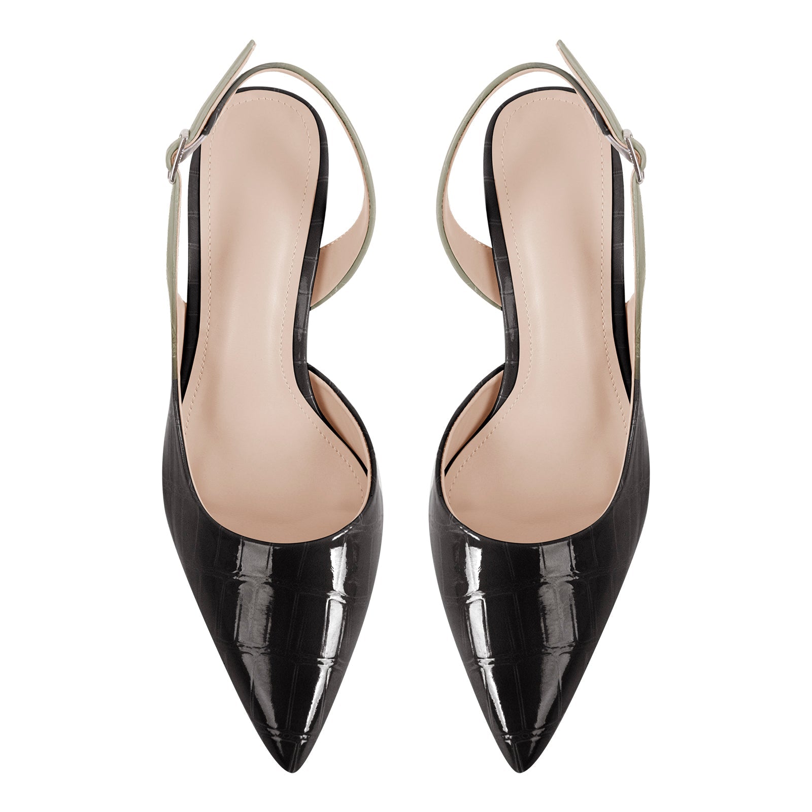 Gradient Pointed Toe Stone Slingback Pumps