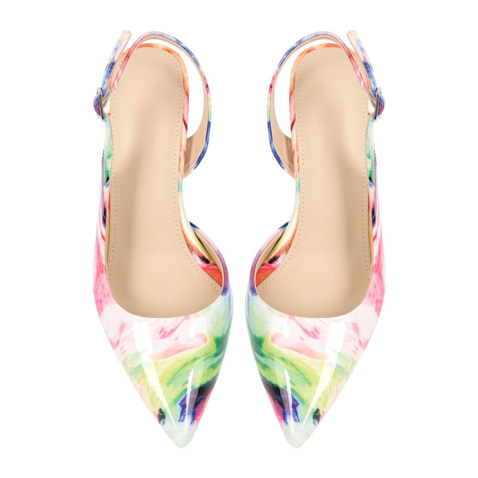 Gradient Pointed Toe Stone Slingback Pumps