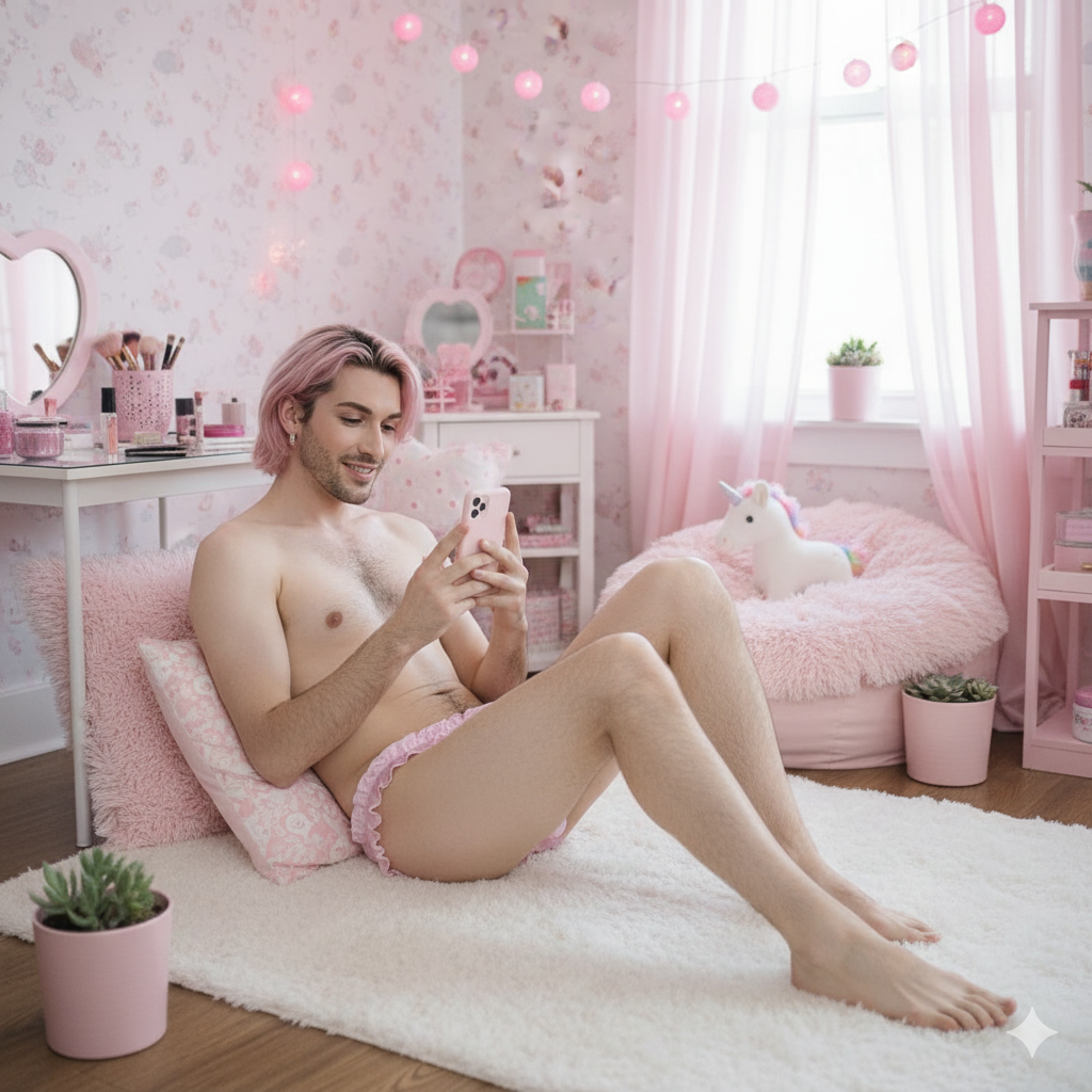 🌸 Ultra-Feminine "Sissy Carol" Pink Satin Ruffled Thong Panties 🌸