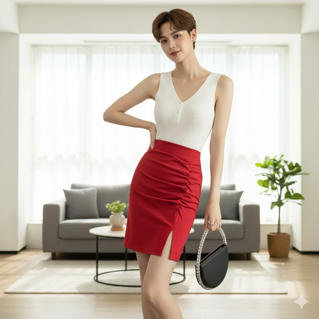 💖 Ultra-Feminine Ruched High-Waist Pencil Skirt – Perfect for Sissy Training & Everyday Princess Vibes 💖