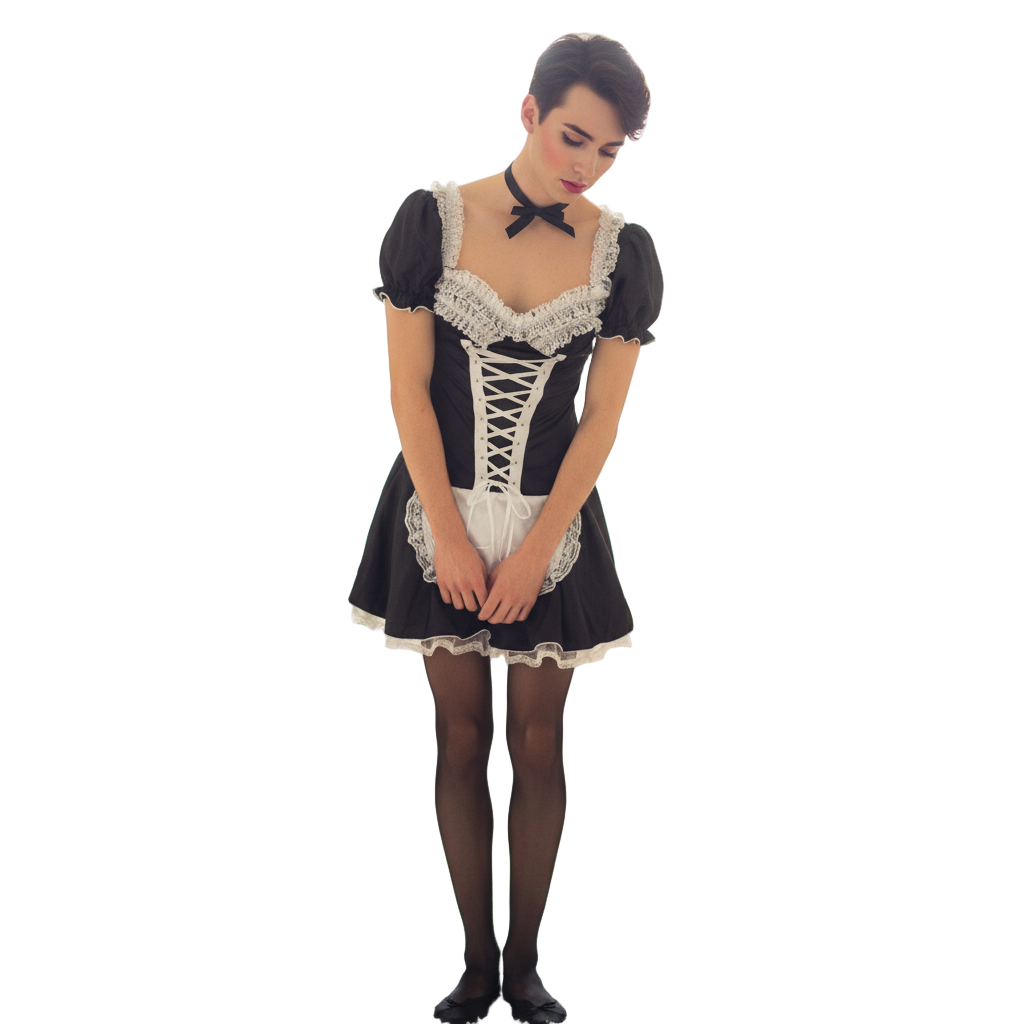 Satin And Lace French Sissy Maid Dress Set