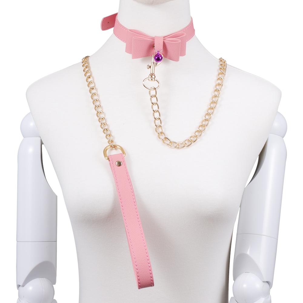 Pink Bow Sissy Slave Collar