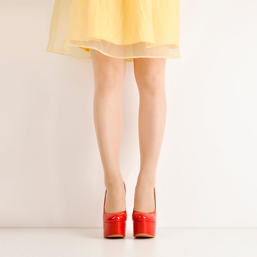 Patent Leather Rounde Toe Platform Red Stiletto High Heels Pumps