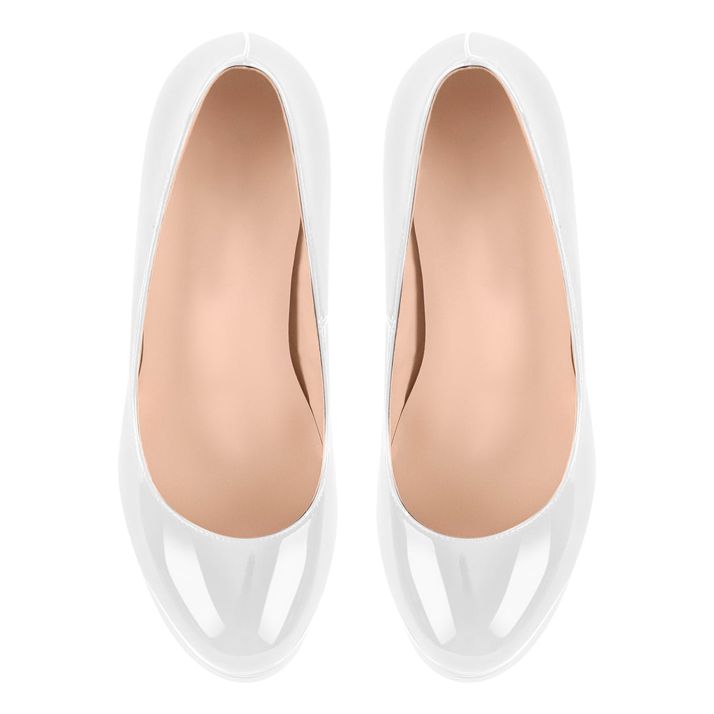 Patent Leather Round Toe Double Platform High Heel Pumps