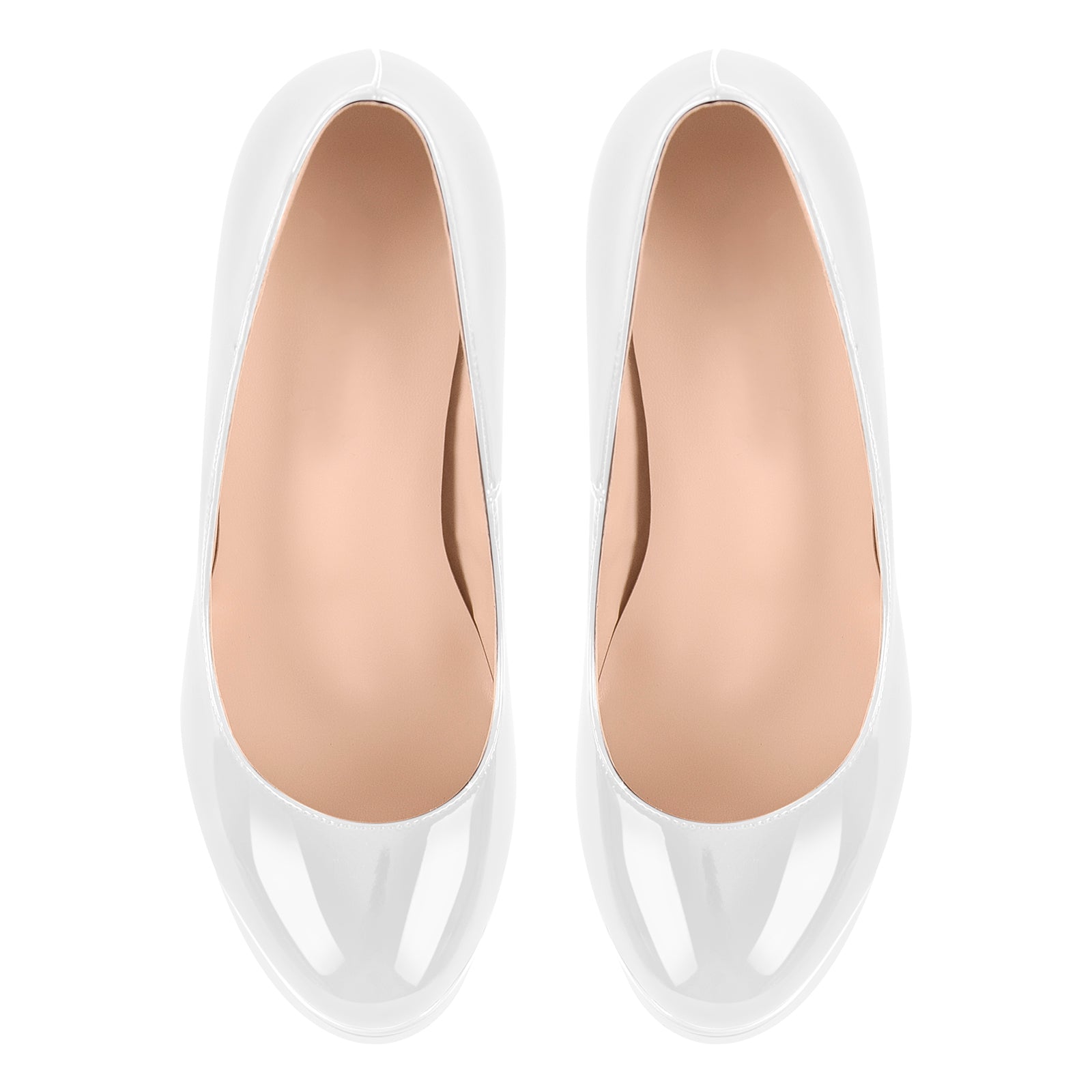 Patent Leather Round Toe Double Platform High Heel Pumps