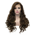 Sissy Lux Elegance: Brown Deep Wave Synthetic Lace Front Wig - 24 Inches of Feminine Grace