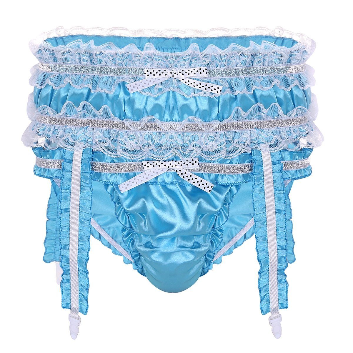 Shiny Satin Ruffled Frilly Low Rise Stretchy Briefs