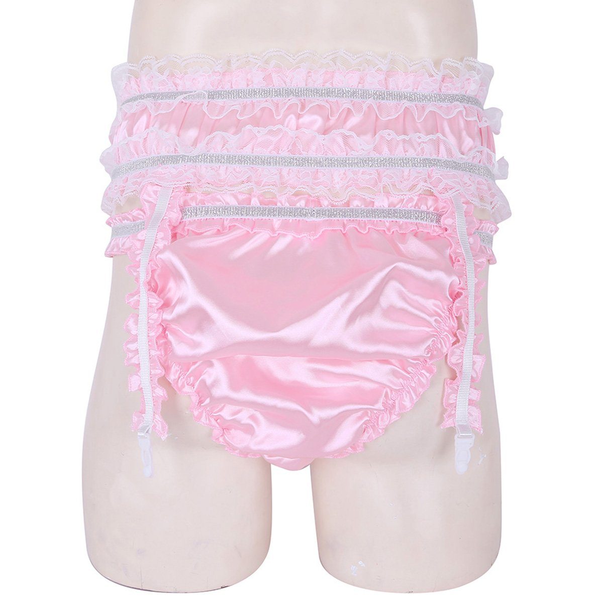 Shiny Satin Ruffled Frilly Low Rise Stretchy Briefs